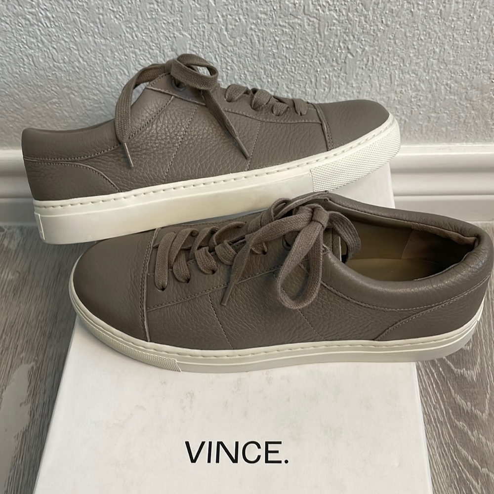 NEW Vince Afton Grey Maeve Leather Lace Up Sneakers Trainers 5